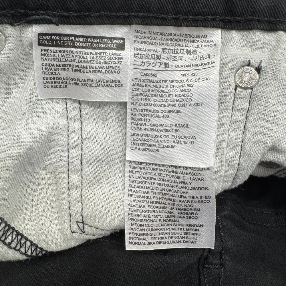 LEVI'S 513 BLACK SLIM STRAIGHT STRETCH JEANS 38X30